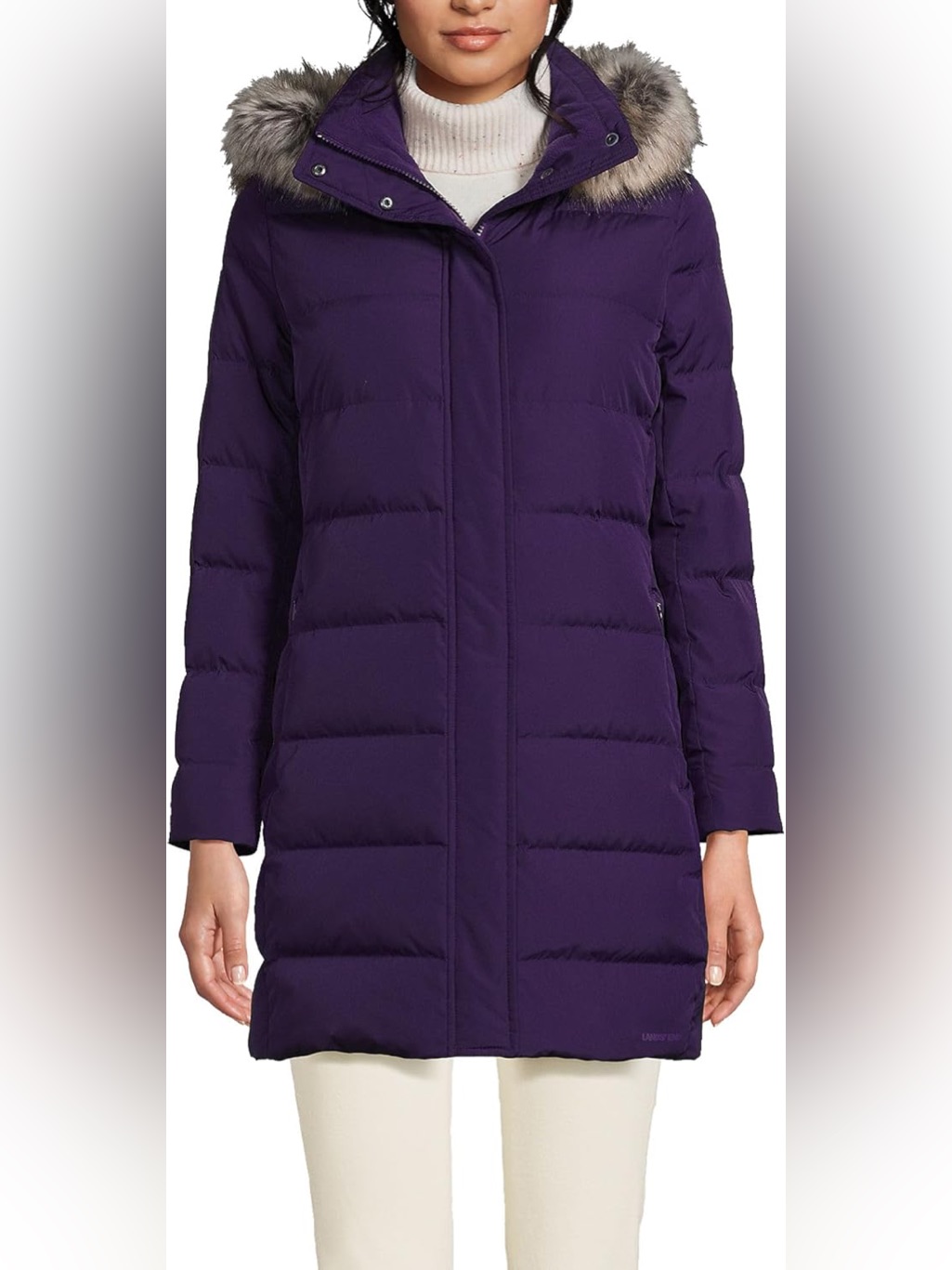 Lands’ End Women’s Down Faux Fur Winter Coat In Vibrant Concord